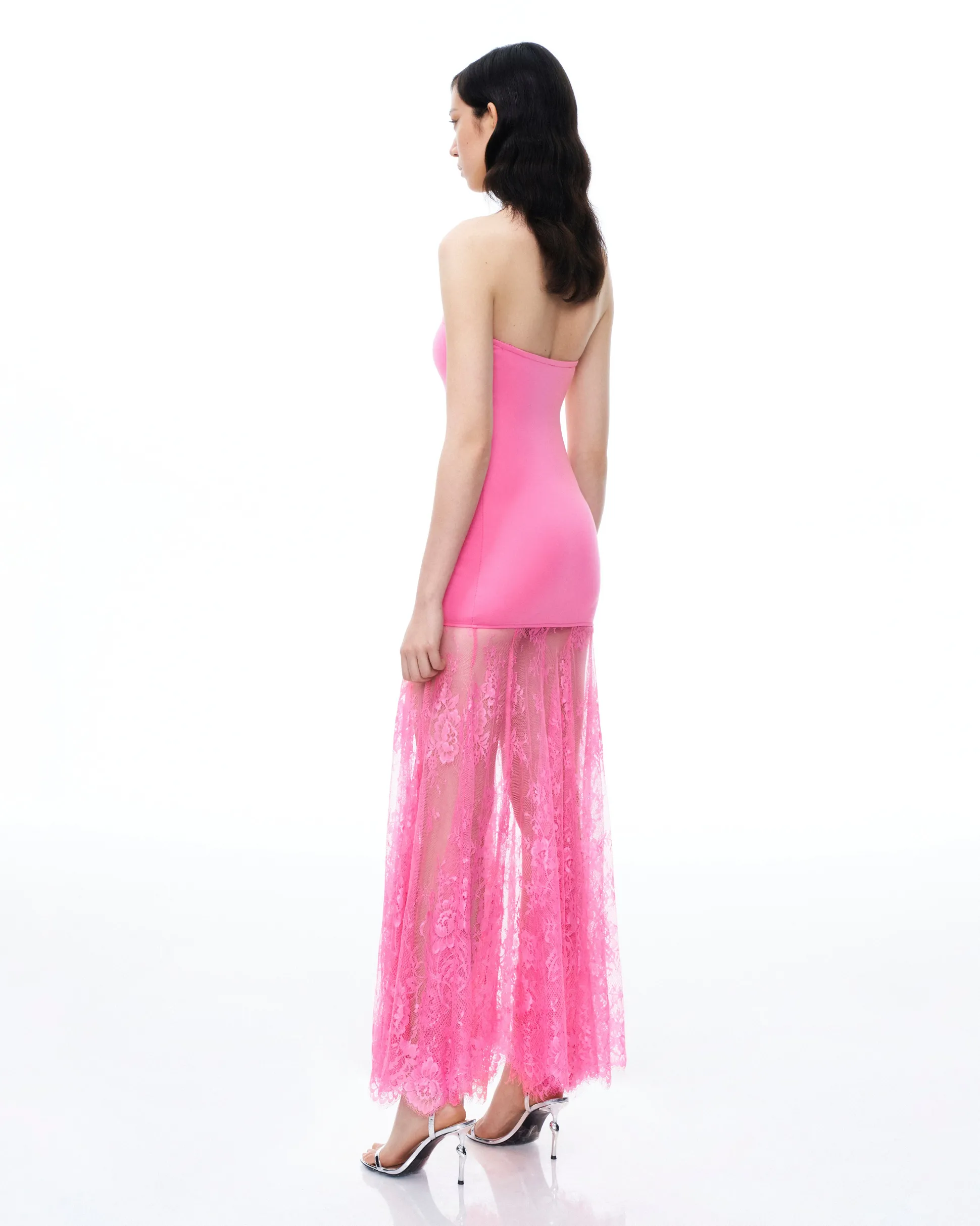 Evadne Floral Lace Dress - Pink