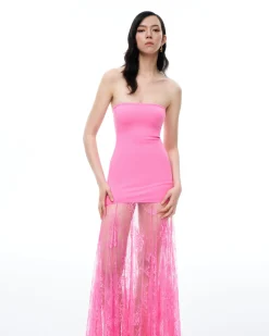 Evadne Floral Lace Dress - Pink