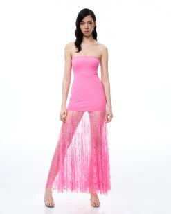 Evadne Floral Lace Dress - Pink