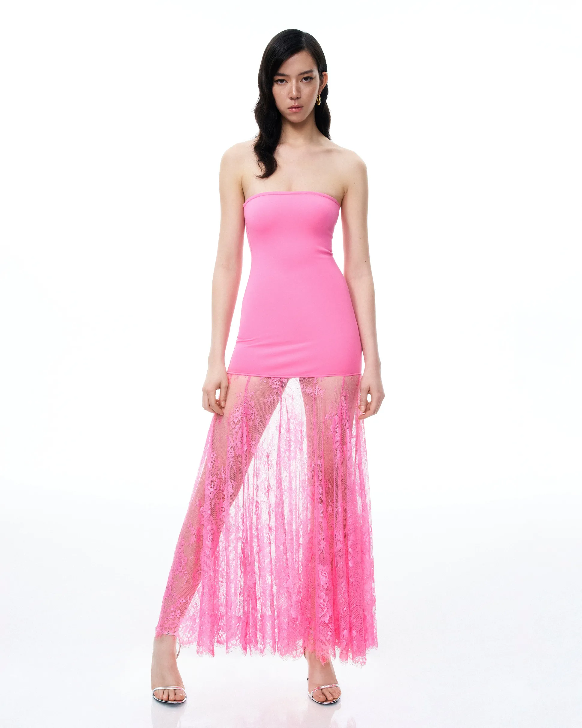 Evadne Floral Lace Dress - Pink
