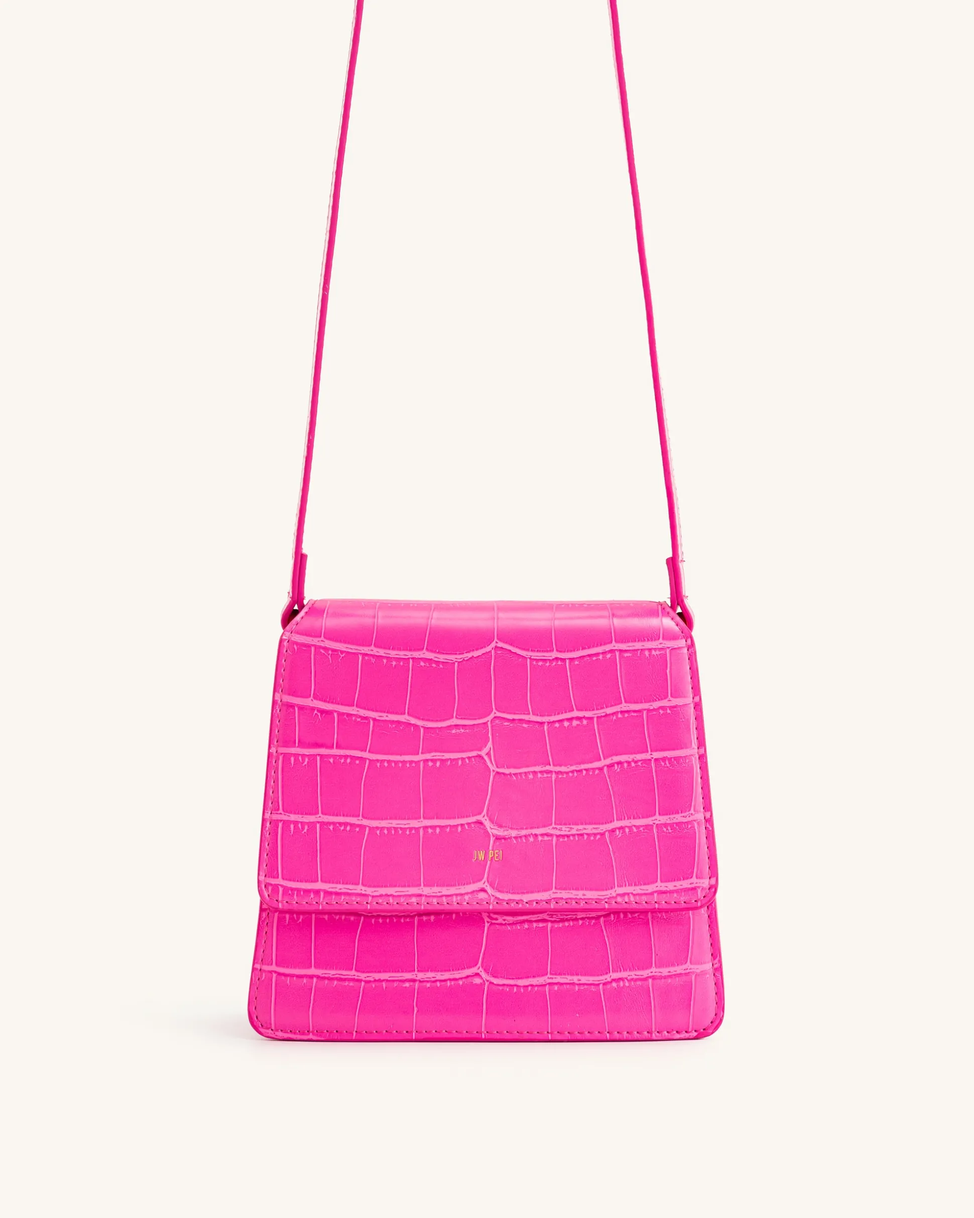 FAE Top Handle Crossbody - Hot Pink Croc