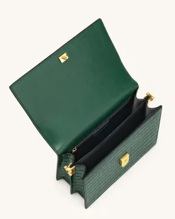 Fashion Mini Flap Bag & Purses - Dark Green Croc Embossed - JW PEI