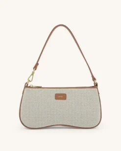 Fashion Shoulder Bag - Beige Canvas - JW PEI
