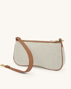 Fashion Shoulder Bag - Beige Canvas - JW PEI