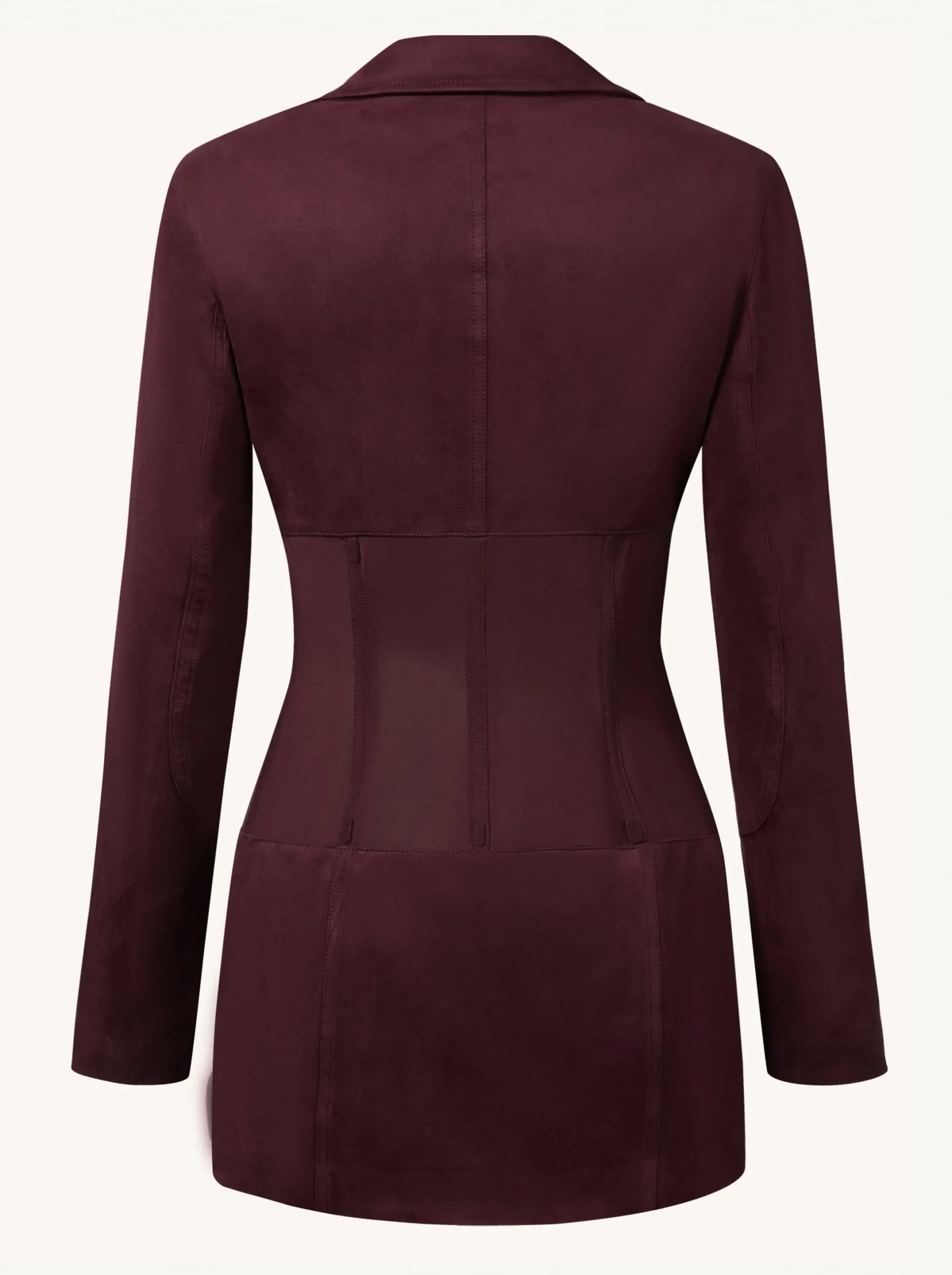 Faux Suede Corset Jacket Mini Dress - Claret