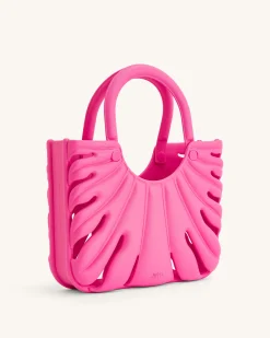 Faye Leaf Beach Bag - Bright Pink