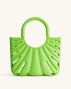 Faye Leaf Beach Bag - Neon Green