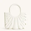 Faye Leaf Beach Bag - White
