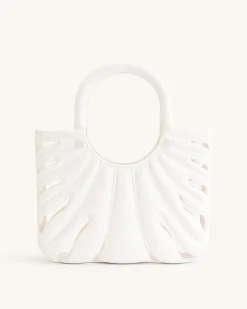 Faye Leaf Beach Bag - White