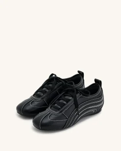 Ferne Streamlined Lustrous Sneakers - Black