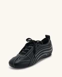Ferne Streamlined Lustrous Sneakers - Black