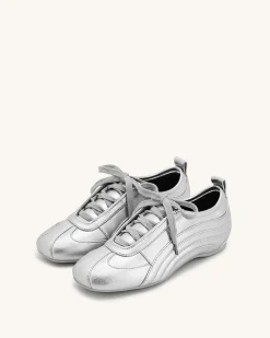 Ferne Streamlined Lustrous Sneakers - Silver