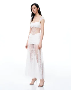 Fiorentina 3D Floral Lace Dress - White