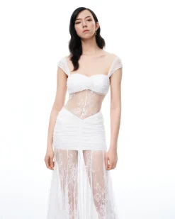 Fiorentina 3D Floral Lace Dress - White