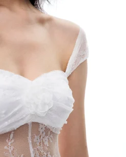 Fiorentina 3D Floral Lace Dress - White