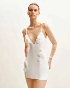 Floral Embrace Sleeveless Gown - White