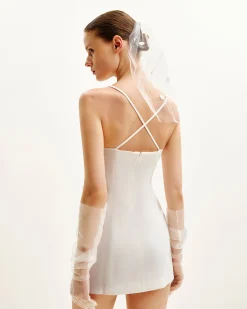Floral Embrace Sleeveless Gown - White