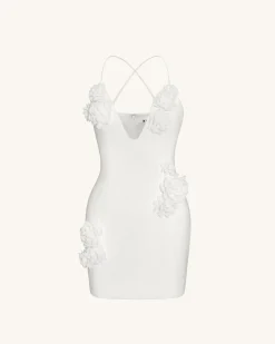 Floral Embrace Sleeveless Gown - White