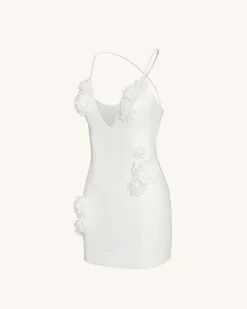 Floral Embrace Sleeveless Gown - White