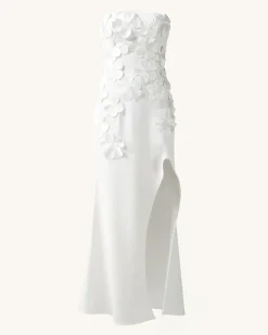 Floral Embroidered Long Dress - White