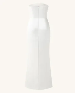 Floral Embroidered Long Dress - White
