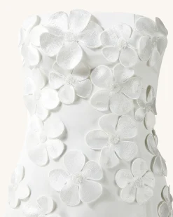 Floral Embroidered Long Dress - White