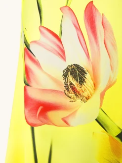 Floral Satin Halter Dress - Yellow/Pink