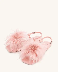 Fluffy Flats Sandals - Pink Beige