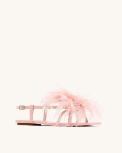 Fluffy Flats Sandals - Pink Beige