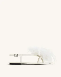 Fluffy Flats Sandals - White