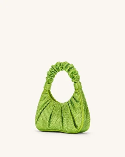 Gabbi Artificial Crystal Medium Ruched Hobo Handbag - Green