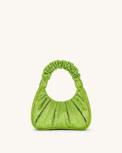 Gabbi Artificial Crystal Medium Ruched Hobo Handbag - Green