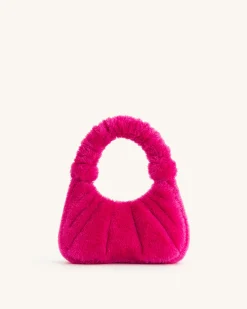 Gabbi Faux Fur Medium Ruched Hobo Handbag - Fandango Pink