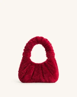Gabbi Faux Fur Medium Ruched Hobo Handbag - Magenta