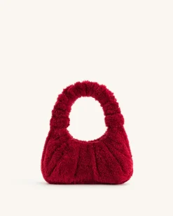 Gabbi Faux Fur Medium Ruched Hobo Handbag - Magenta