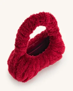 Gabbi Faux Fur Medium Ruched Hobo Handbag - Magenta