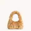 Gabbi Faux Fur Medium Ruched Hobo Handbag - Light Brown