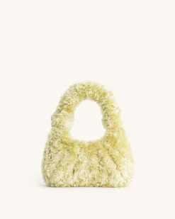 Gabbi Faux Fur Medium Ruched Hobo Handbag - Light Green