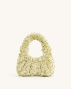 Gabbi Faux Fur Medium Ruched Hobo Handbag - Light Green