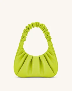 Gabbi Ruched Hobo Handbag - Cyber Lime