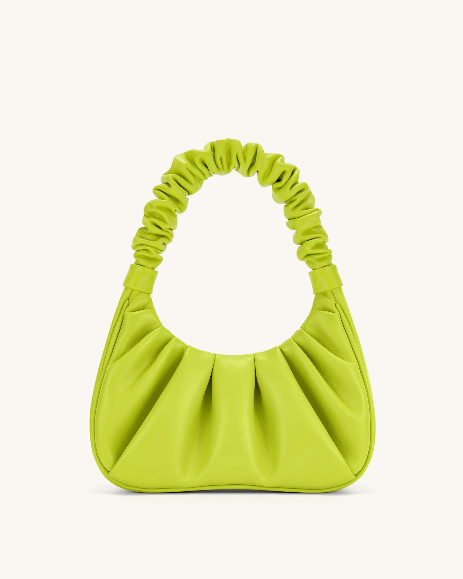 Gabbi Ruched Hobo Handbag - Cyber Lime