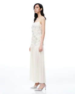 Galadriel 3D Floral Sequin Maxi Dress - White