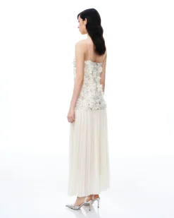 Galadriel 3D Floral Sequin Maxi Dress - White
