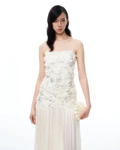 Galadriel 3D Floral Sequin Maxi Dress - White