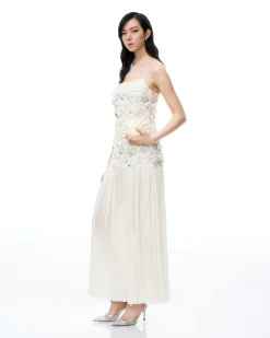 Galadriel 3D Floral Sequin Maxi Dress - White