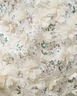 Galadriel 3D Floral Sequin Maxi Dress - White