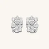 Geometrical Combination Earrings - 18ct White Gold Plated & White Zirc