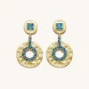 Geometrical Openwork Small Round Earrings- 18ct Gold Plated & Deep Sea