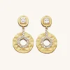 Geometrical Openwork Small Round Earrings - 18ct Gold Plated & White Z
