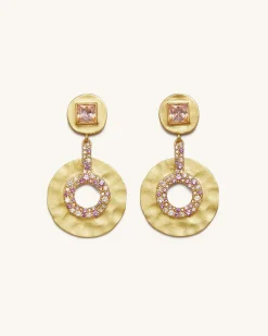 Geometrical Openwork Small Round Earrings - 18ct Gold Plated & Morgani